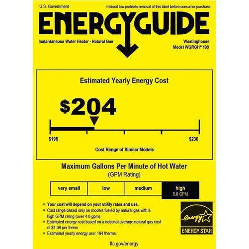 Picture of an Energy Guide sticker with the estimated yearly cost on it