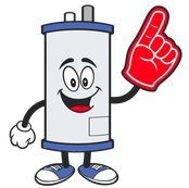 Picture of a water heater cartoon logo