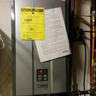 Picture of a newly installed energy-efficient tankless water heater